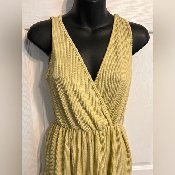 Caution to the wind yellow ribbed v neck dress - Picture 4 of 5